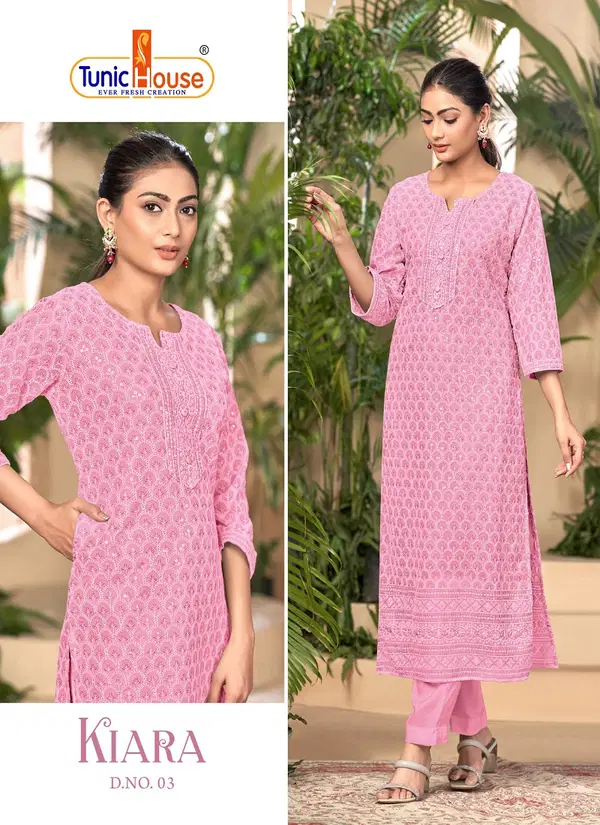 kiara 03 By Tunic House Georgette Lucknowi Work Designer Kurtis Wholesale Price In Surat
